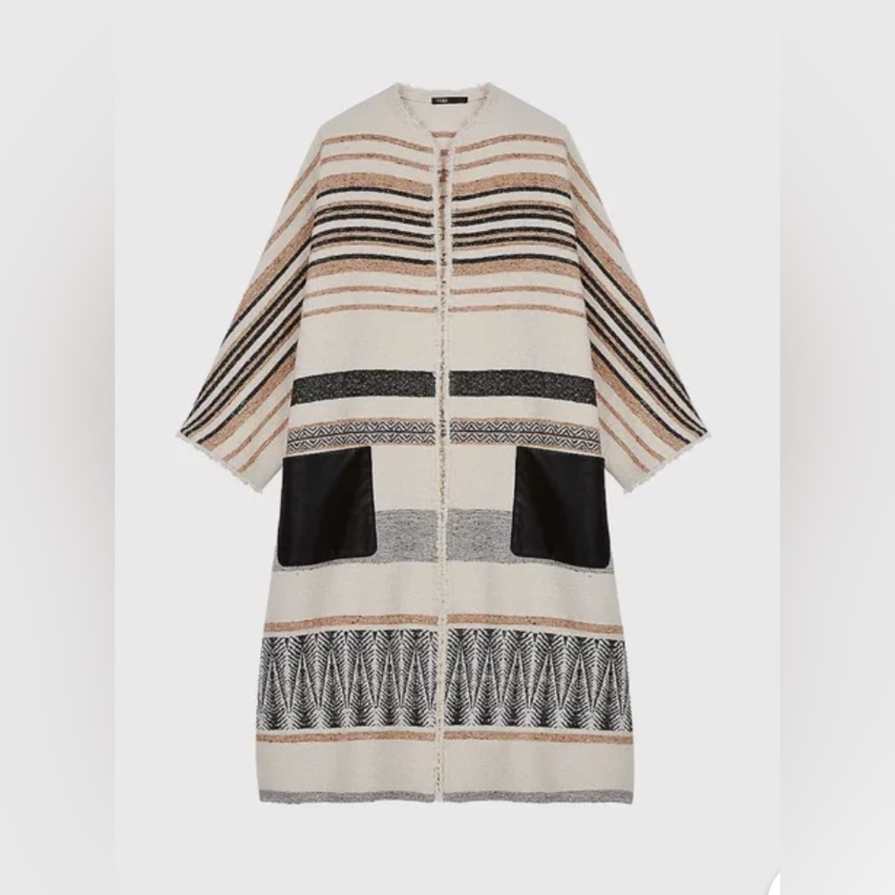 Maje Open Front Long Line Blanket Cardigan - sz 1